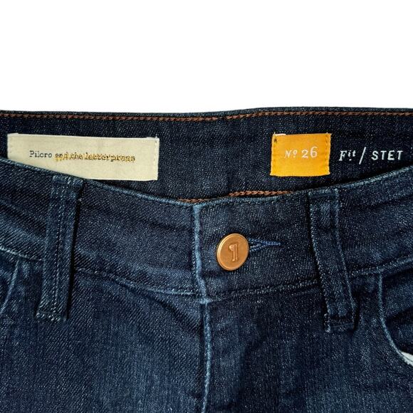 Anthropologie Pilcro Stet Embroidered Cuff Jeans 26 Straight Ankle Patchwork - Picture 6 of 8